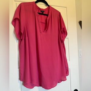 Torrid Pink Relaxed Blouse with Mandarin Collar